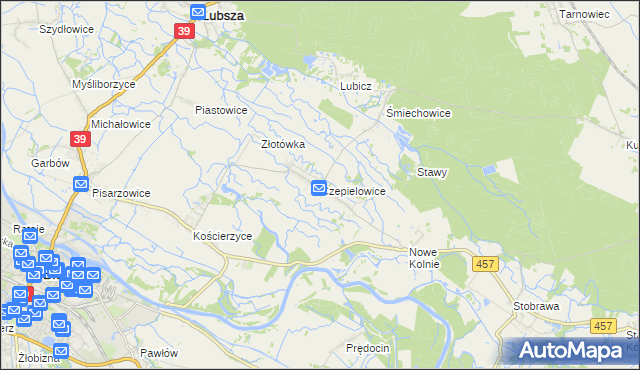 mapa Czepielowice, Czepielowice na mapie Targeo