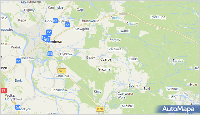 mapa Czerce, Czerce na mapie Targeo