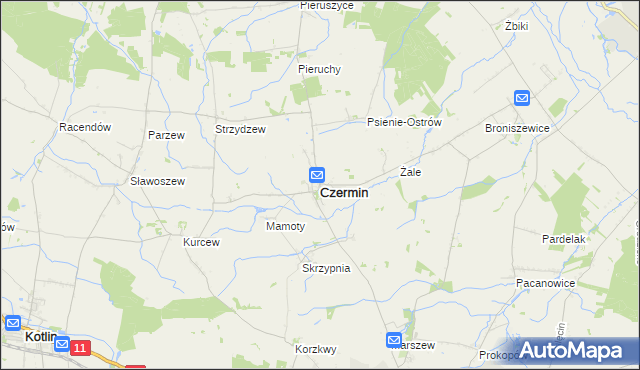 mapa Czermin powiat pleszewski, Czermin powiat pleszewski na mapie Targeo