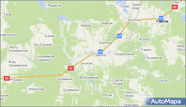 mapa Czermno gmina Fałków, Czermno gmina Fałków na mapie Targeo