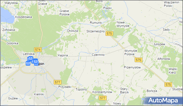 mapa Czermno gmina Gąbin, Czermno gmina Gąbin na mapie Targeo