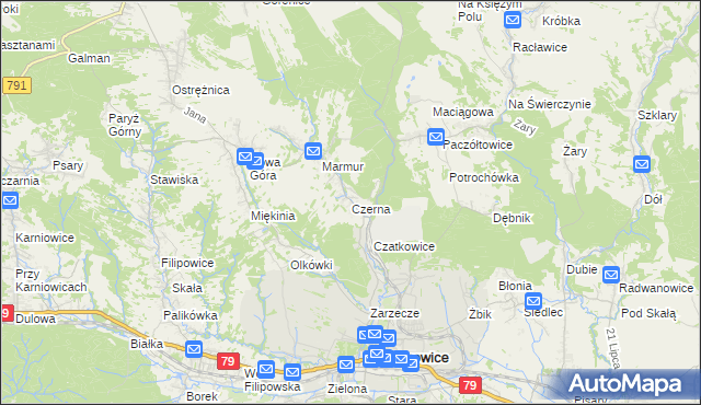 mapa Czerna gmina Krzeszowice, Czerna gmina Krzeszowice na mapie Targeo