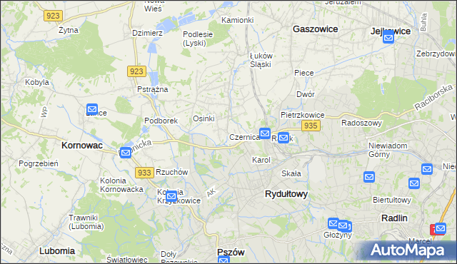 mapa Czernica gmina Gaszowice, Czernica gmina Gaszowice na mapie Targeo