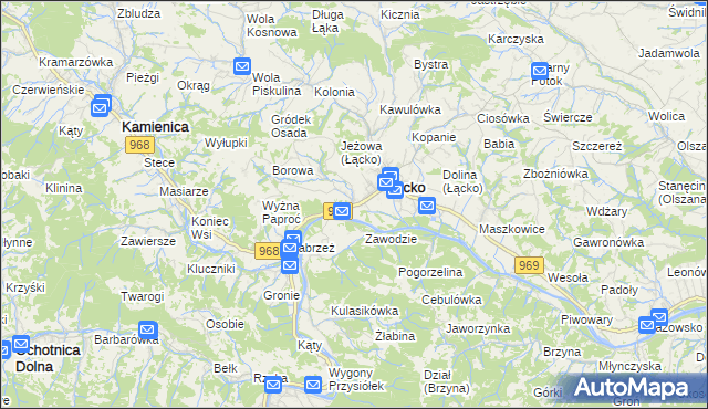 mapa Czerniec gmina Łącko, Czerniec gmina Łącko na mapie Targeo