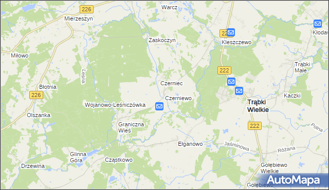 mapa Czerniewo gmina Trąbki Wielkie, Czerniewo gmina Trąbki Wielkie na mapie Targeo