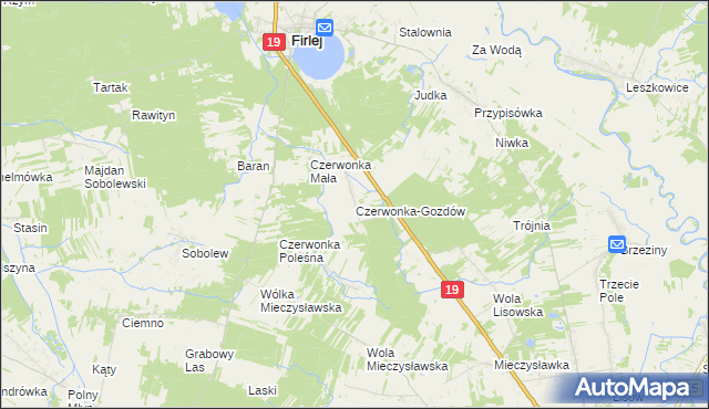 mapa Czerwonka-Gozdów, Czerwonka-Gozdów na mapie Targeo