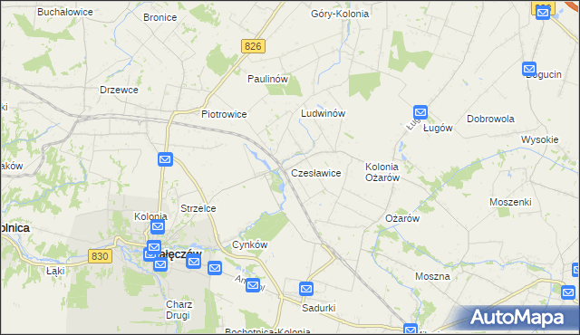 mapa Czesławice gmina Nałęczów, Czesławice gmina Nałęczów na mapie Targeo