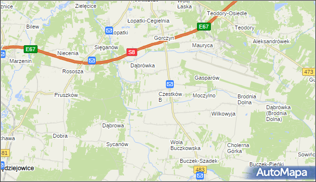 mapa Czestków B, Czestków B na mapie Targeo