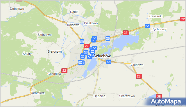 mapa Człuchów, Człuchów na mapie Targeo