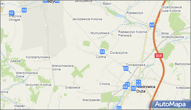 mapa Czółna gmina Niedrzwica Duża, Czółna gmina Niedrzwica Duża na mapie Targeo