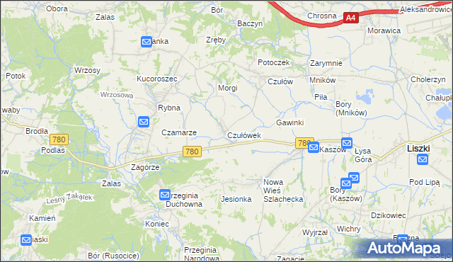 mapa Czułówek, Czułówek na mapie Targeo