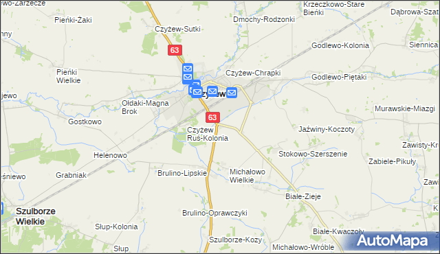 mapa Czyżew-Złote Jabłko, Czyżew-Złote Jabłko na mapie Targeo