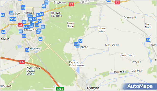 mapa Dąbcze, Dąbcze na mapie Targeo