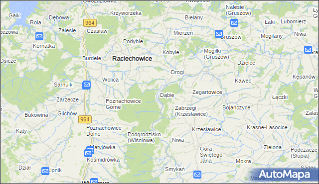 mapa Dąbie gmina Raciechowice, Dąbie gmina Raciechowice na mapie Targeo