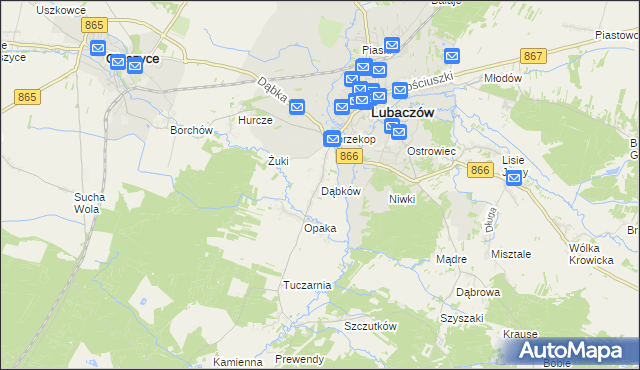 mapa Dąbków, Dąbków na mapie Targeo
