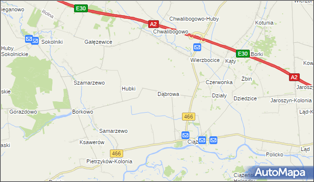 mapa Dąbrowa gmina Lądek, Dąbrowa gmina Lądek na mapie Targeo