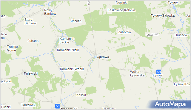 mapa Dąbrowa gmina Przesmyki, Dąbrowa gmina Przesmyki na mapie Targeo