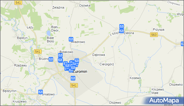 mapa Dąbrowa gmina Żuromin, Dąbrowa gmina Żuromin na mapie Targeo