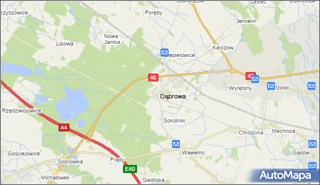 mapa Dąbrowa powiat opolski, Dąbrowa powiat opolski na mapie Targeo