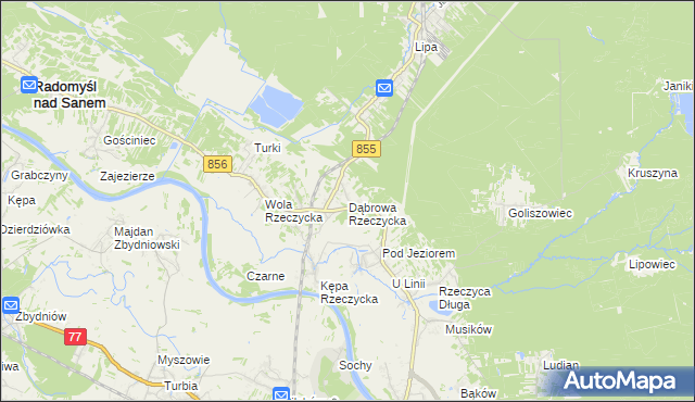 mapa Dąbrowa Rzeczycka, Dąbrowa Rzeczycka na mapie Targeo