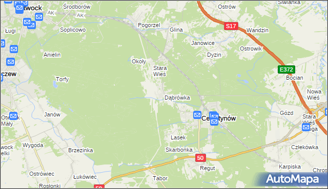 mapa Dąbrówka gmina Celestynów, Dąbrówka gmina Celestynów na mapie Targeo