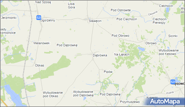 mapa Dąbrówka gmina Kamień Krajeński, Dąbrówka gmina Kamień Krajeński na mapie Targeo