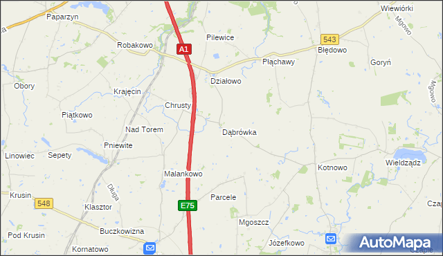 mapa Dąbrówka gmina Płużnica, Dąbrówka gmina Płużnica na mapie Targeo