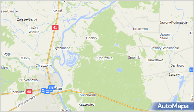 mapa Dąbrówka gmina Różan, Dąbrówka gmina Różan na mapie Targeo