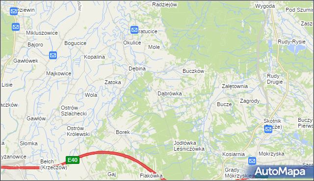 mapa Dąbrówka gmina Rzezawa, Dąbrówka gmina Rzezawa na mapie Targeo