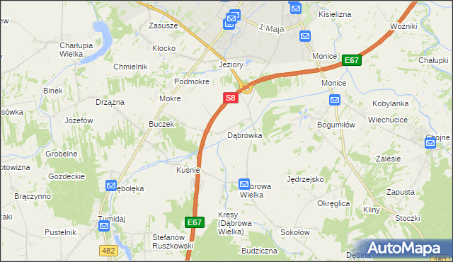 mapa Dąbrówka gmina Sieradz, Dąbrówka gmina Sieradz na mapie Targeo