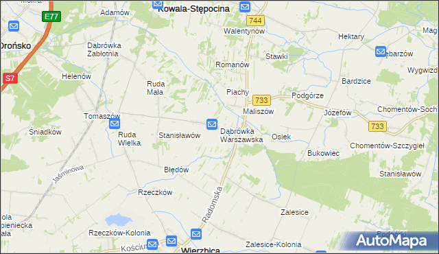mapa Dąbrówka Warszawska, Dąbrówka Warszawska na mapie Targeo