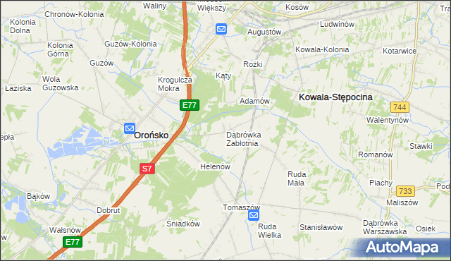 mapa Dąbrówka Zabłotnia, Dąbrówka Zabłotnia na mapie Targeo