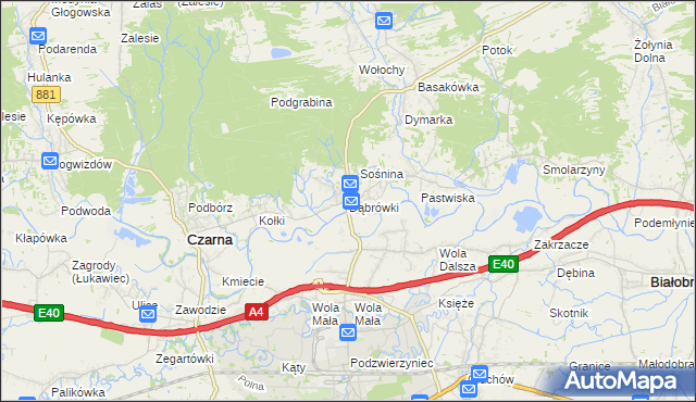 mapa Dąbrówki gmina Czarna, Dąbrówki gmina Czarna na mapie Targeo