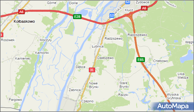 mapa Daleszewo, Daleszewo na mapie Targeo