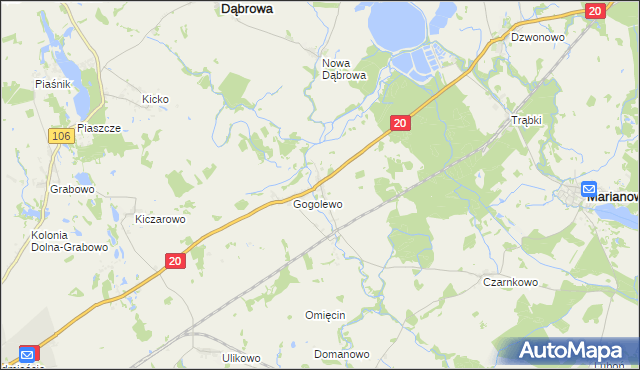 mapa Dalewo gmina Marianowo, Dalewo gmina Marianowo na mapie Targeo