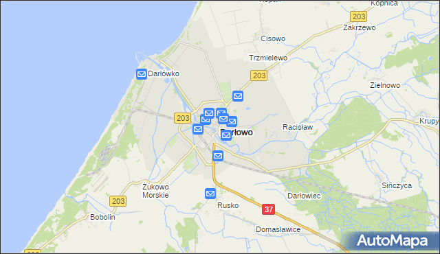 mapa Darłowo, Darłowo na mapie Targeo