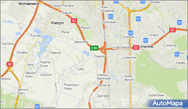 mapa Dawidy gmina Raszyn, Dawidy gmina Raszyn na mapie Targeo