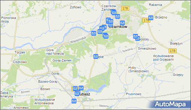 mapa Dębe gmina Lubasz, Dębe gmina Lubasz na mapie Targeo