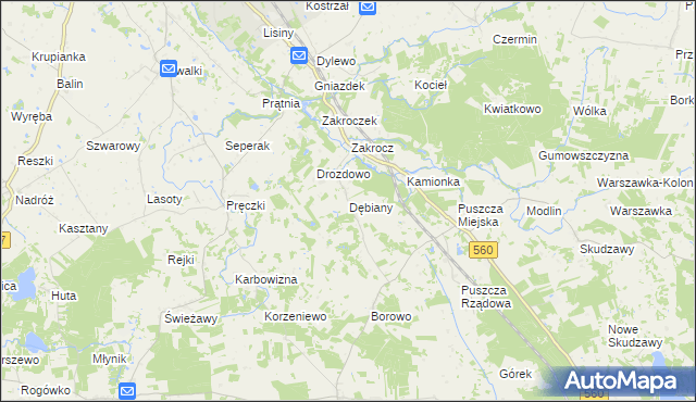 mapa Dębiany gmina Rypin, Dębiany gmina Rypin na mapie Targeo