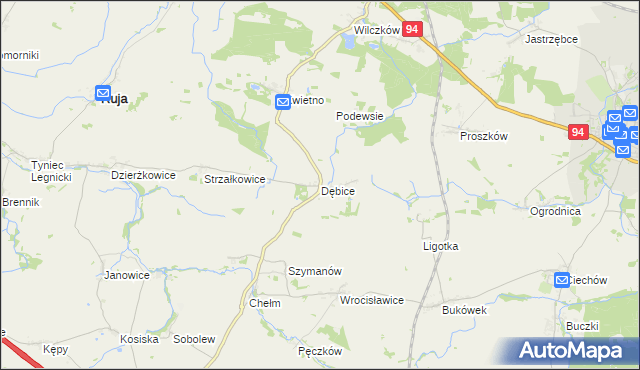 mapa Dębice gmina Malczyce, Dębice gmina Malczyce na mapie Targeo