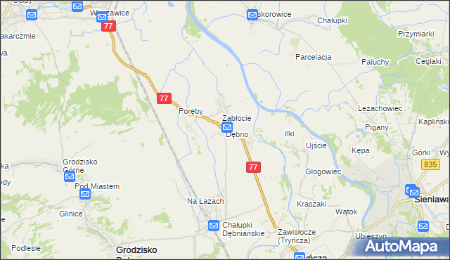 mapa Dębno gmina Leżajsk, Dębno gmina Leżajsk na mapie Targeo