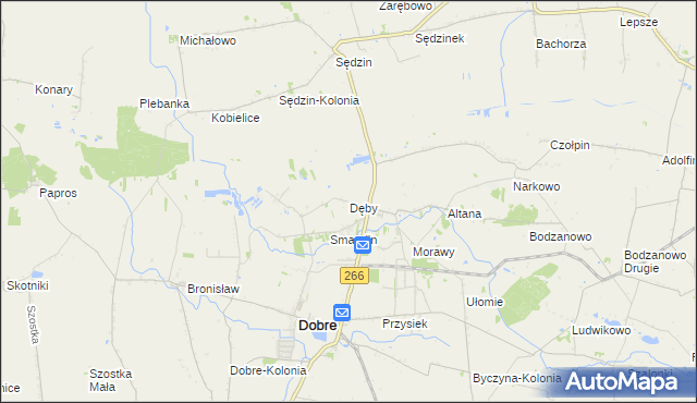 mapa Dęby gmina Dobre, Dęby gmina Dobre na mapie Targeo