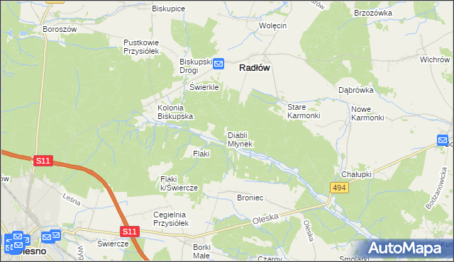 mapa Diabli Młynek, Diabli Młynek na mapie Targeo
