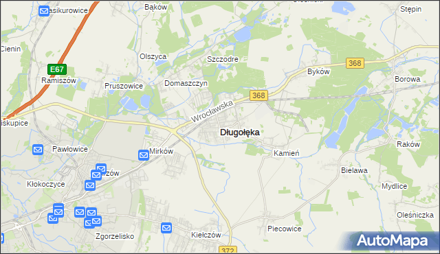 mapa Długołęka powiat wrocławski, Długołęka powiat wrocławski na mapie Targeo