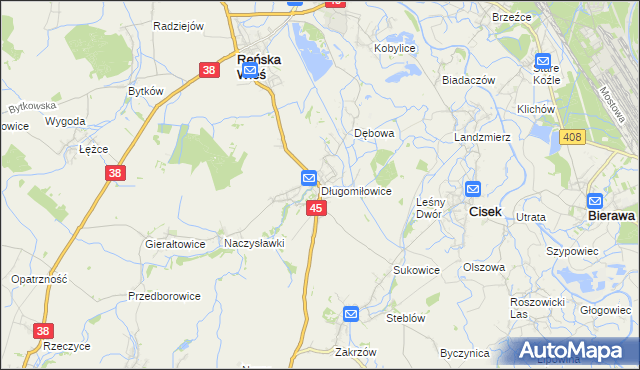 mapa Długomiłowice, Długomiłowice na mapie Targeo