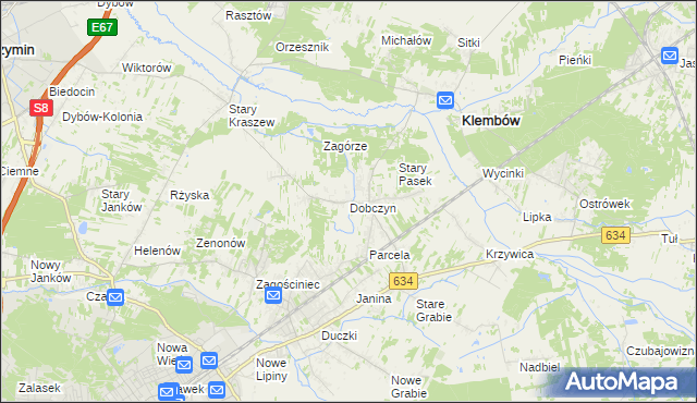 mapa Dobczyn gmina Klembów, Dobczyn gmina Klembów na mapie Targeo