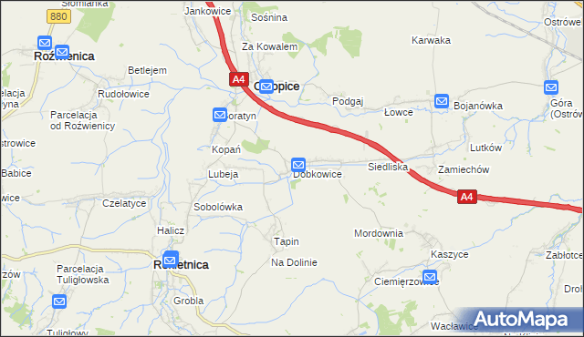 mapa Dobkowice gmina Chłopice, Dobkowice gmina Chłopice na mapie Targeo