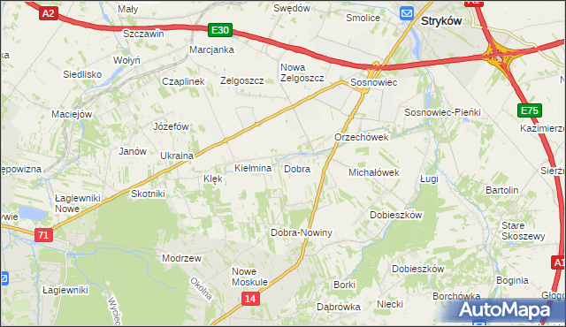 mapa Dobra gmina Stryków, Dobra gmina Stryków na mapie Targeo