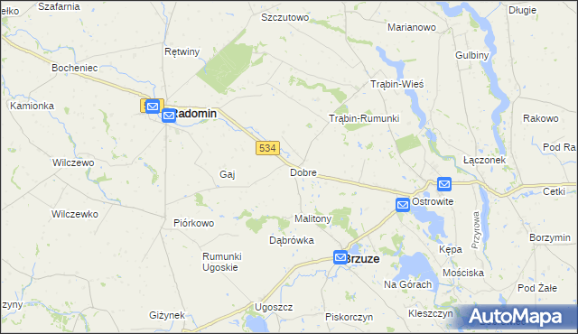 mapa Dobre gmina Brzuze, Dobre gmina Brzuze na mapie Targeo
