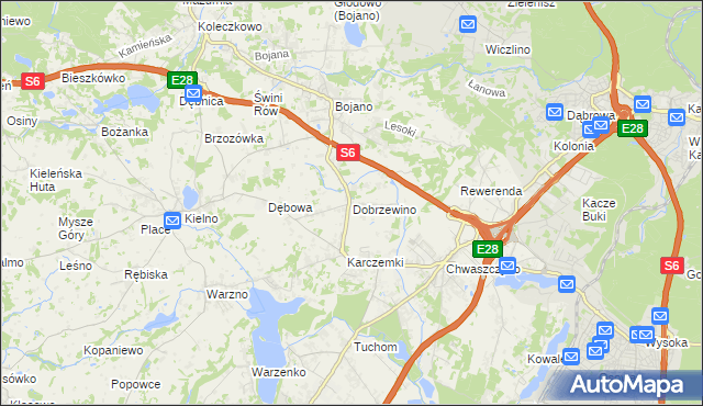 mapa Dobrzewino, Dobrzewino na mapie Targeo